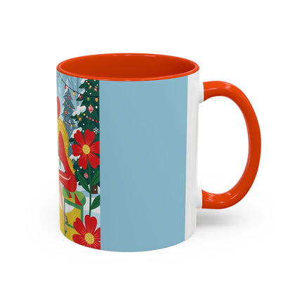 ☕🎄 Christmas Tea In The Snow Garden Colorful Mug – Art Deco Holiday Friendship