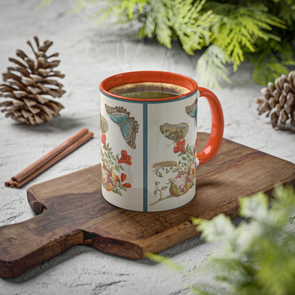 Blue Butterflies and Pomegranate by Maria Sibylla Merian Colorful Mugs, 11oz
