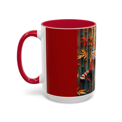 Red Panda at an Autumn Bamboo Grove Colorful Mugs (11oz, 15oz)