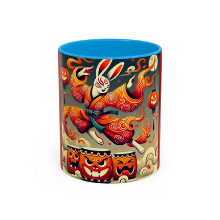 Jack-O’-Lantern Drums & The Kabuki Rabbit Colorful Mugs (11oz, 15oz)
