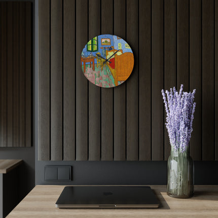 The Bedroom by Vincent van Gogh Acrylic Wall Clock, Round and Square