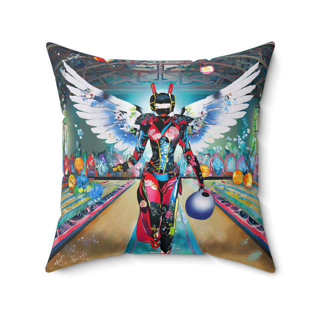 Samurai Robot Angels Spun Polyester Square Pillow
