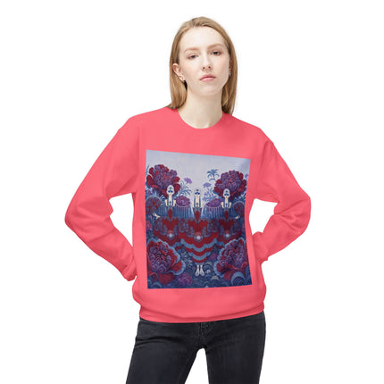 🎭🌺 The Enchanted Garden Masquerade Trio Midweight Crewneck Sweatshirt – Art Deco Floral Elegance