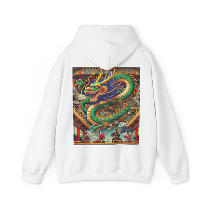 Tibetan Dragon Over Kabuki Duel – Heavy Blend™ Hooded Sweatshirt