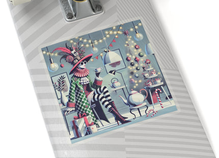 Whimsical Christmas Tea Party Kiss-Cut Stickers (4 Sizes)