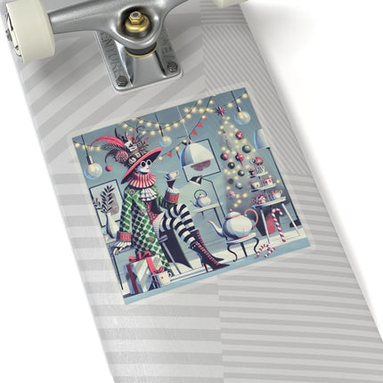 Whimsical Christmas Tea Party Kiss-Cut Stickers (4 Sizes)