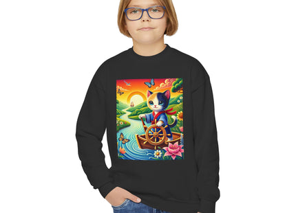 Sailor Kitten’s River Adventure Youth Crewneck Sweatshirt
