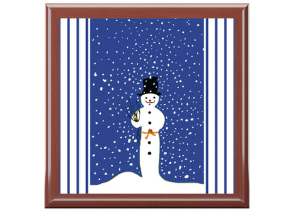 Snowman in Falling Snow Jewelry Box