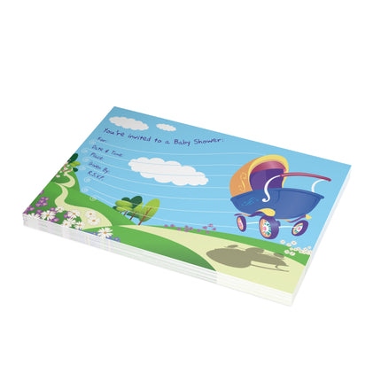 Joyful Journeys Await Baby Shower Invitation! Bundles of 10, 30, 50 Pieces Available (envelopes included)