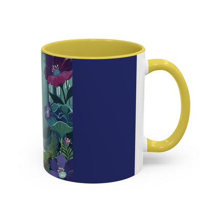 The Lady Of The Moonlit Fountain Colorful Mugs – Art Deco Botanical Serenity