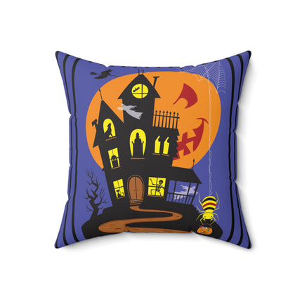 Halloween Night at the Haunted House Spun Polyester Square Pillow
