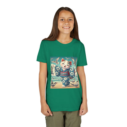 Geisha Kitten by the Seaside Youth Short Sleeve Tee