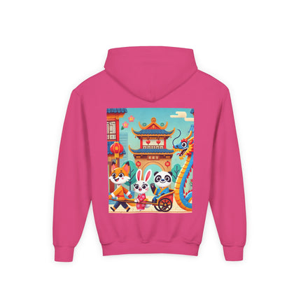 Lantern Street Dragon Parade Youth Hooded Sweatshirt – Festive Lights & Storybook Magic