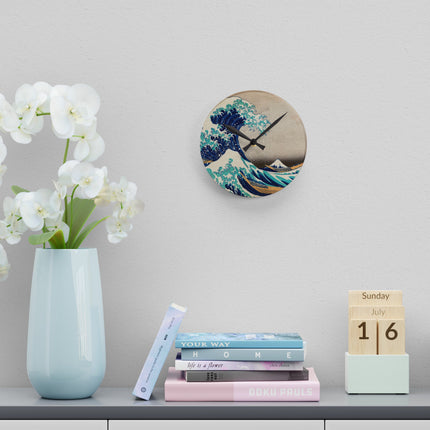 The Great Wave off Kanagawa by Katsushika Hokusai Acrylic Wall Clock, Round and Square