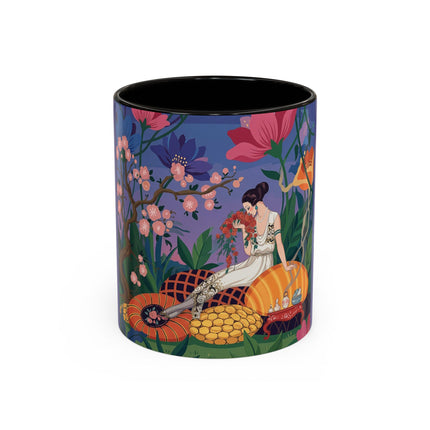The Garden Of Quiet Reverie Colorful Mugs – Art Deco Botanical Serenity