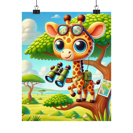 🦒🌿 Giraffe Lookout Matte Vertical Poster – Curiosity, Adventure & Joyful Discovery