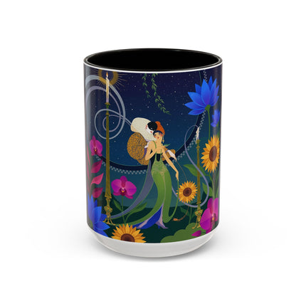 The Lady Of The Starlit Candles Colorful Mugs – Art Deco Theatrical Romance