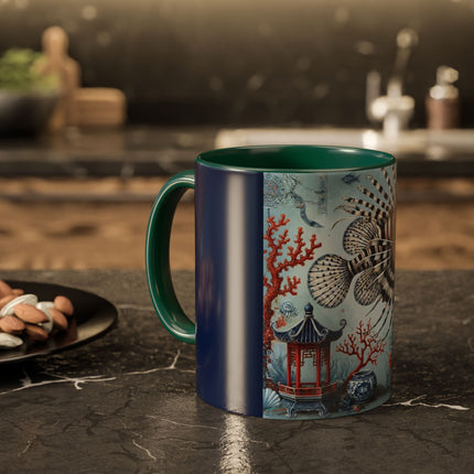 Lionfish & Lantern Colorful Mug – Mystical Ocean & Asian Harmony