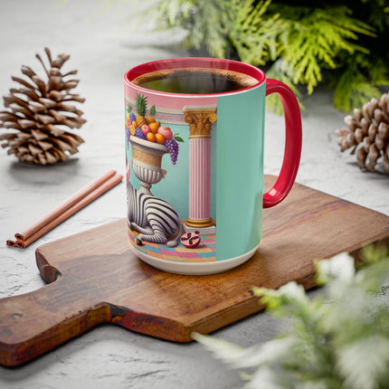 Still Life with Zebra, Fruit, and Pink Columns Colorful Mugs (11oz, 15oz)