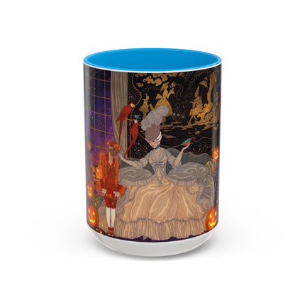 🌙🎃 The Moonlit Parlor Masquerade Colorful Mug – Elegant Halloween Romance