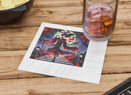 Halloween Sorceress White Coined Napkins
