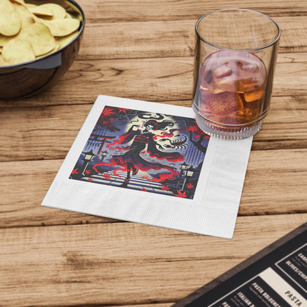 Halloween Sorceress White Coined Napkins
