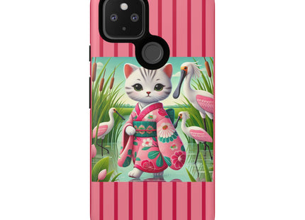 Geisha Kitten Strolls Among the Spoonbills Phone Cases