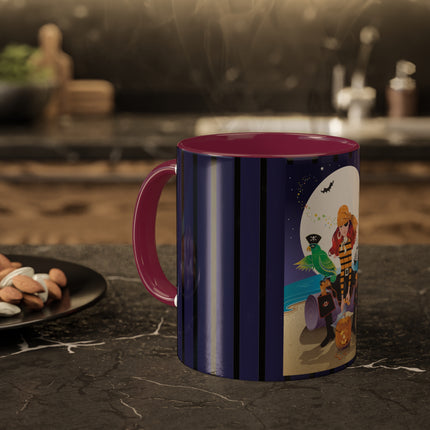Moonlit Pirate Halloween Colorful Mugs, 11oz
