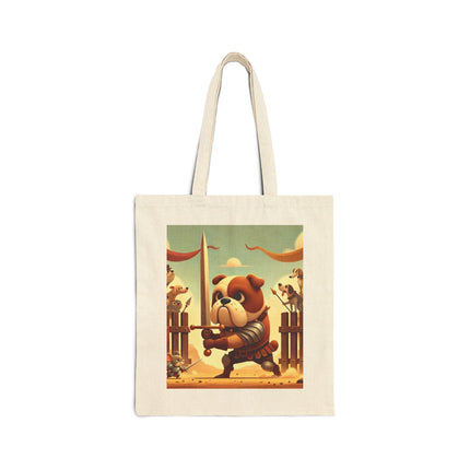 The Bulldog Duel Cotton Canvas Tote Bag – Bravery, Charm & Whimsical Valor