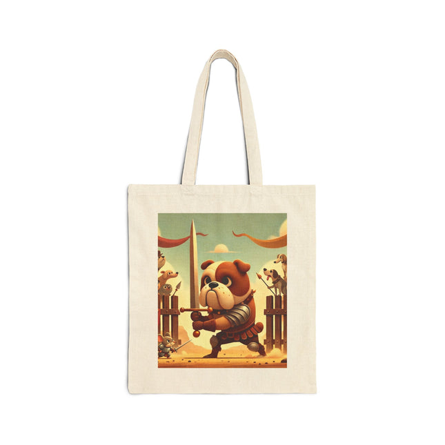 The Bulldog Duel Cotton Canvas Tote Bag – Bravery, Charm & Whimsical Valor