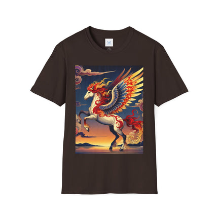 Flame-Winged Horse at Sunset Softstyle T-Shirt