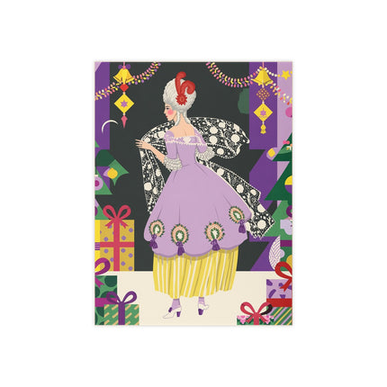 🎭🎄 The Lavender Christmas Masquerade Ceramic Tile – Art Deco Holiday Elegance