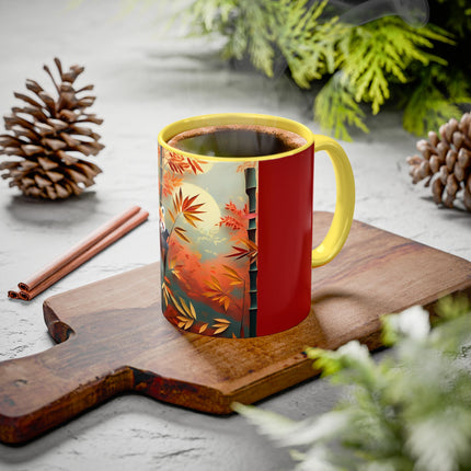 Red Panda at an Autumn Bamboo Grove Colorful Mugs (11oz, 15oz)