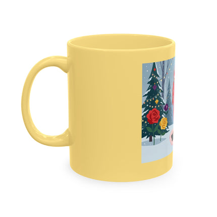 🏮🎄 The Winter Lantern Celebration Ceramic Mug – Art Deco Asian Christmas Elegance