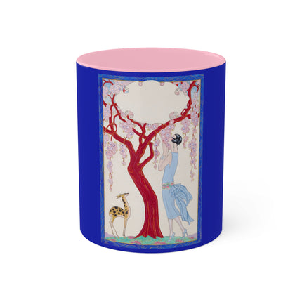 Woman, Fawn, and Red Tree by George Barbier Colorful Mugs, 11oz