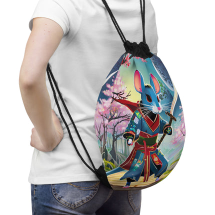 Cyber Samurai Rat Drawstring Bag