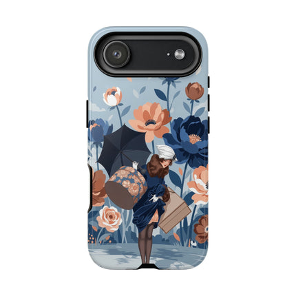 ☂️🌺 The Lady Of The Traveling Garden Phone Case – Art Deco Floral Adventure