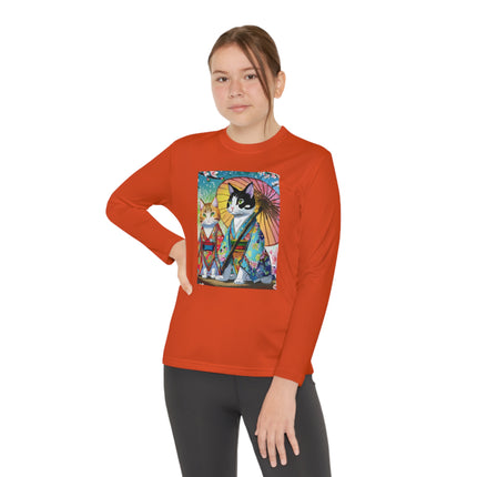 Kimono Kitties Youth Long Sleeve Competitor Tee – Anime Charm & Whimsical Elegance