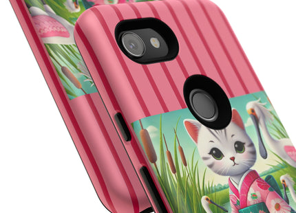 Geisha Kitten Strolls Among the Spoonbills Phone Cases