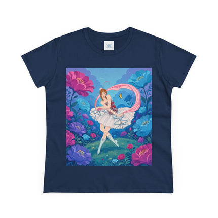 🦋🌸 The Butterfly Garden Ballet Cotton Tee – Art Deco Floral Whimsy