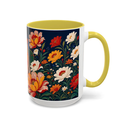 🌺🐦 The Enchanted Birdcage Garden Colorful Mug – Art Deco Floral Fantasy