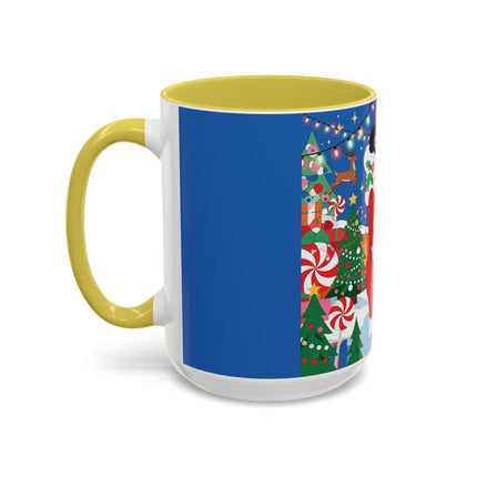 🦌🍬 The Lady Of The Peppermint Christmas Garden Colorful Mug – Colorful Art Deco Holiday Fantasy