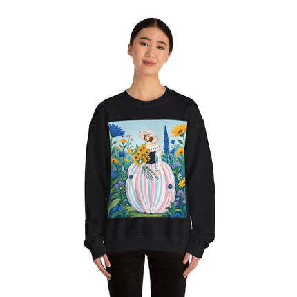 🌻🎀 The Sunflower Garden Bouquet Crewneck Sweatshirt – Art Deco Floral Elegance