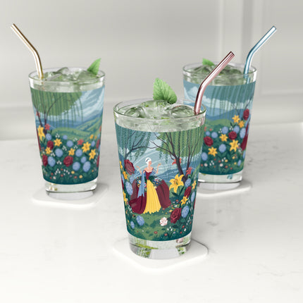 🌹🌿 The Willow Garden Promenade Pint Glass – Art Deco Floral Elegance