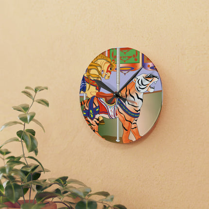 Carousel Splendor Acrylic Wall Clock, Round and Square