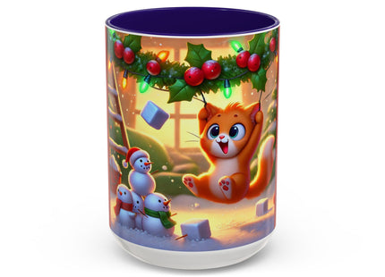 Naughty or Nice Kitten Christmas Colorful Mugs (11oz, 15oz)