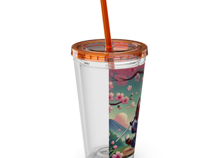 Samurai Kitten Sunsplash Tumbler with Straw, 16oz