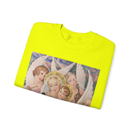Madonna with Child Surrounded by Musical Angels by Gerda Wegener Heavy Blend™ Crewneck Sweatshirt