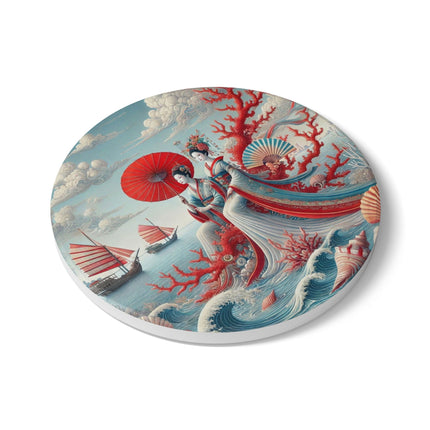 Ladies by the Quiet Sea Ceramic Coaster