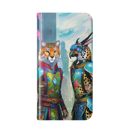 🐆🦜 Cybernetic Duets Flip Case – Neon Elegance & Digital Harmony